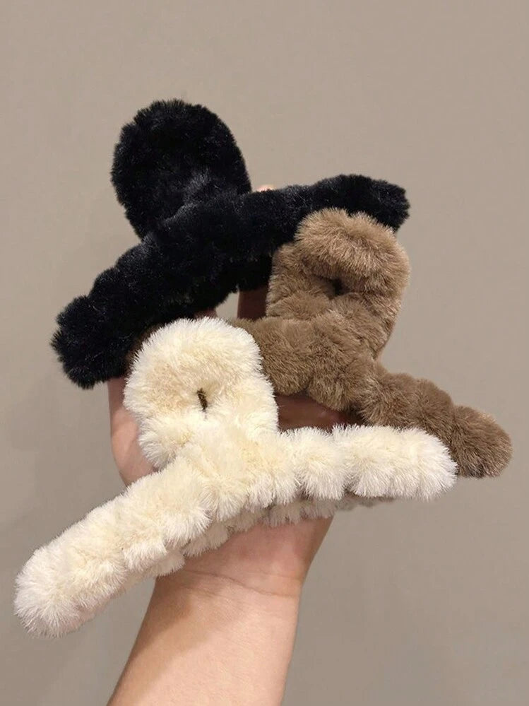 Velvet Fluff Claw Clips