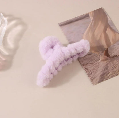 Mini Velvet Fluff Claw Clips