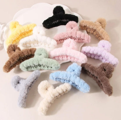 Mini Velvet Fluff Claw Clips