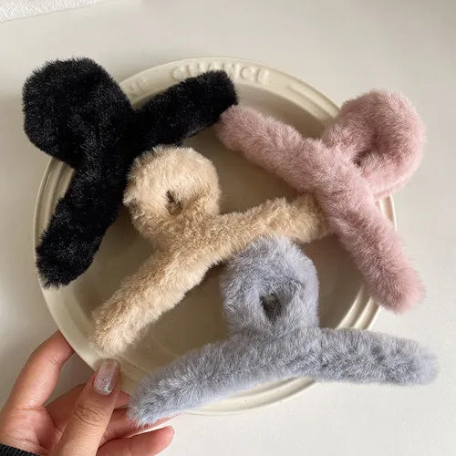 Velvet Fluff Claw Clips